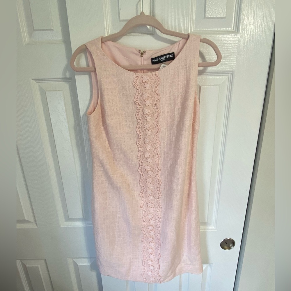 Karl Lagerfield Pink Tweed Shift Dress